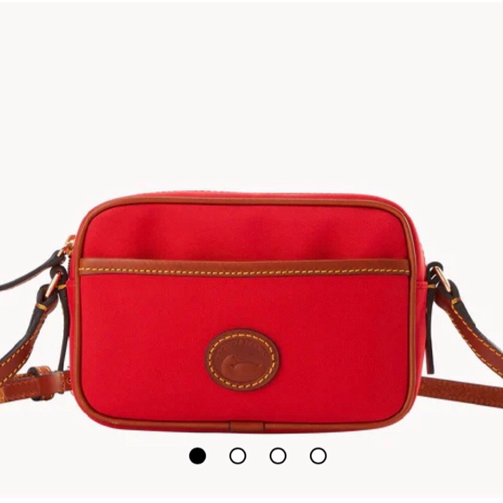 NWT Dooney & Bourke Red Nylon Brown Leather Camera Crossbody Bag Gift Idea